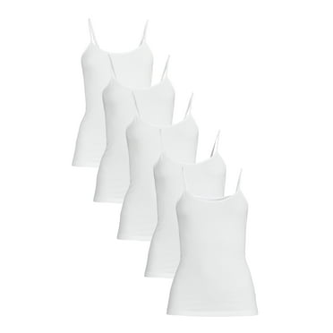 Time and Tru Women's Cami with Adjustable Straps, 5 Pack, Sizes XS-XXXL