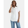 thumbnail image 1 of Time and Tru Women's Camp Shirt with Short Sleeves, Sizes XS-XXXL, 1 of 4