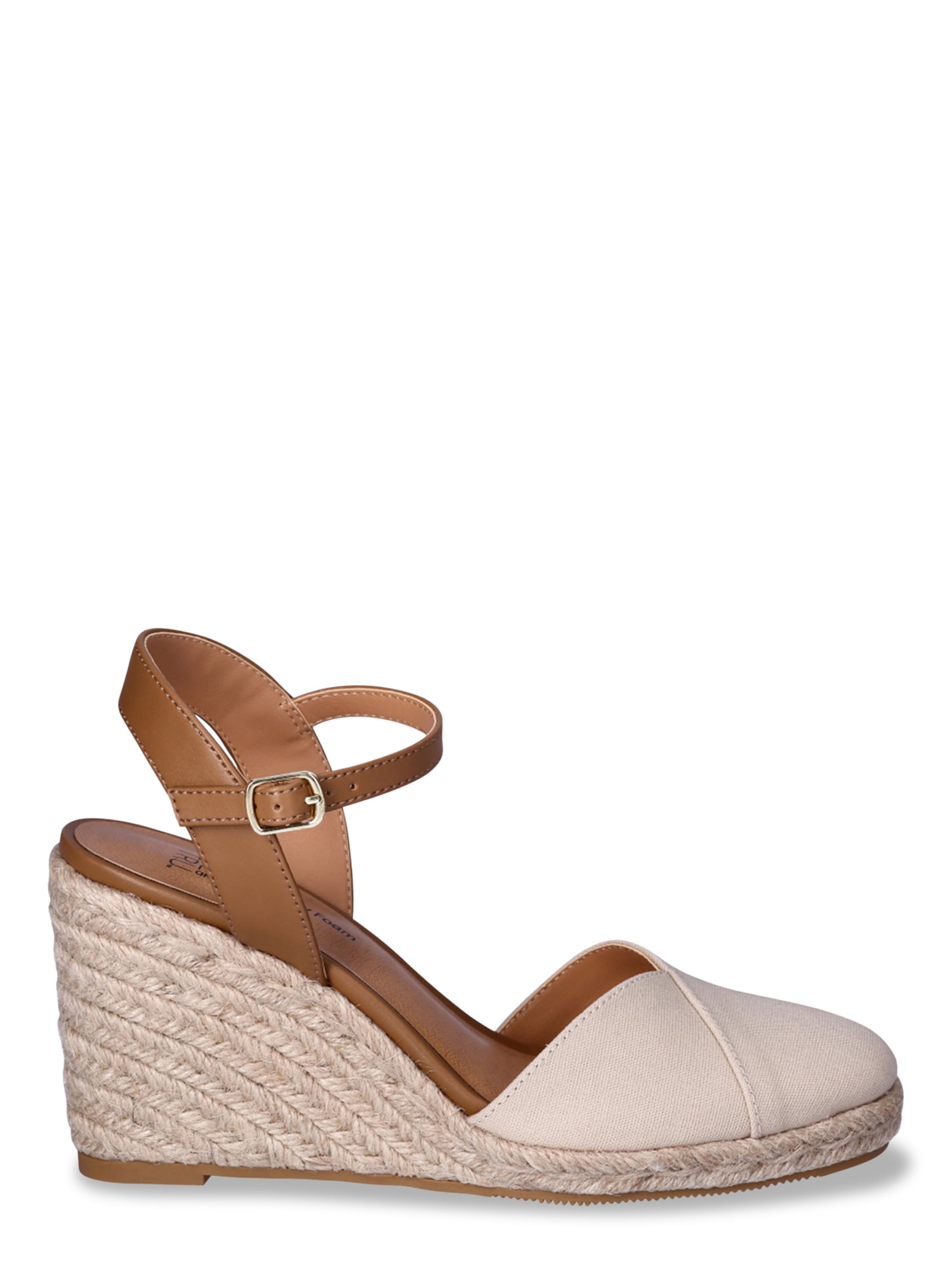 Time and Tru Women's Canvas Espadrille Wedge Sandals - Walmart.com