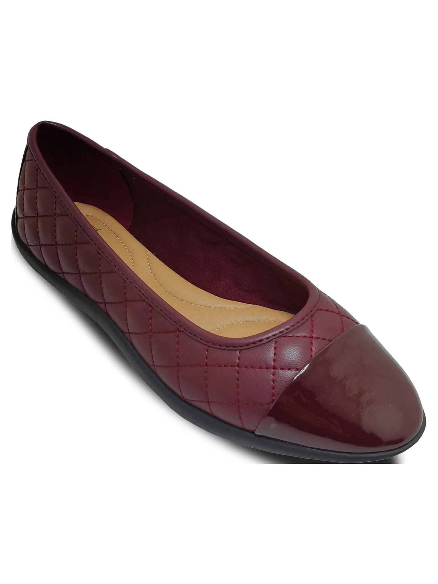 Time and Tru Women s Cap Toe Quilted Ballet Flats Wide Width