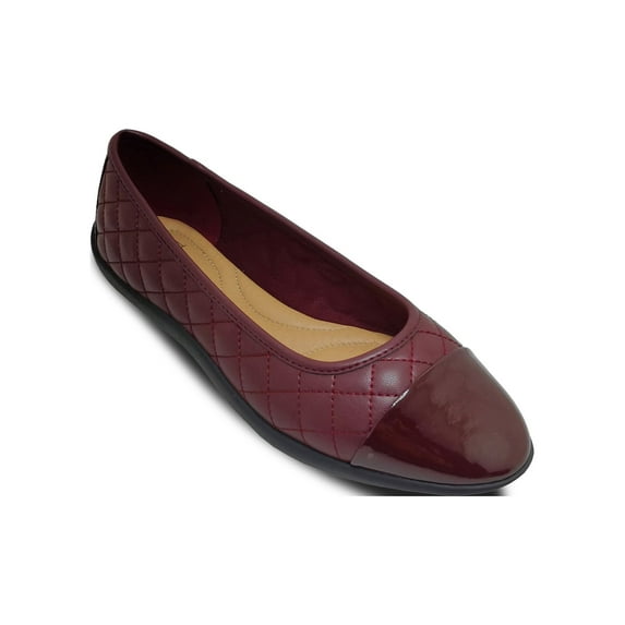 Time and Tru Women's Cap Toe Quilted Ballet Flats, Wide Width Available