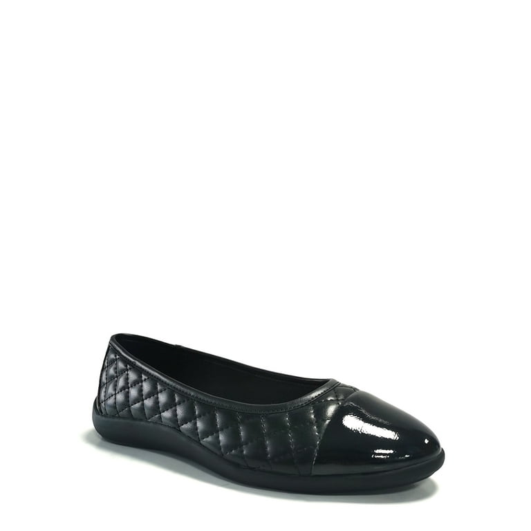 Time and Tru Women s Cap Toe Quilted Ballet Flats Wide Width Available