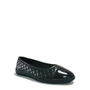 Time and Tru Women's Cap Toe Quilted Ballet Flats, Wide Width Available