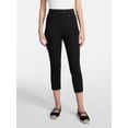 thumbnail image 1 of Time and Tru Women's Capri Jeggings, Black, XXL, 1 of 7