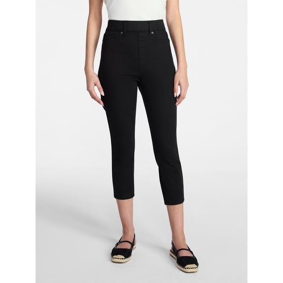 Time and Tru Women's Capri Jeggings, Black, XXL
