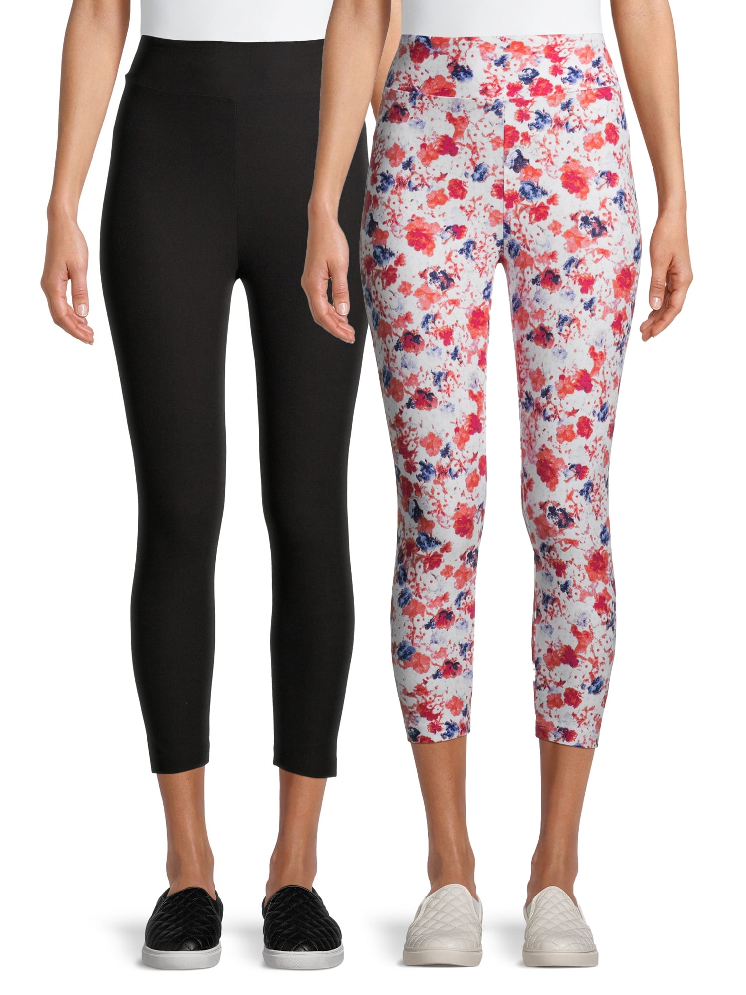 Time and Tru Women's Capri Leggings, 2-Pack 