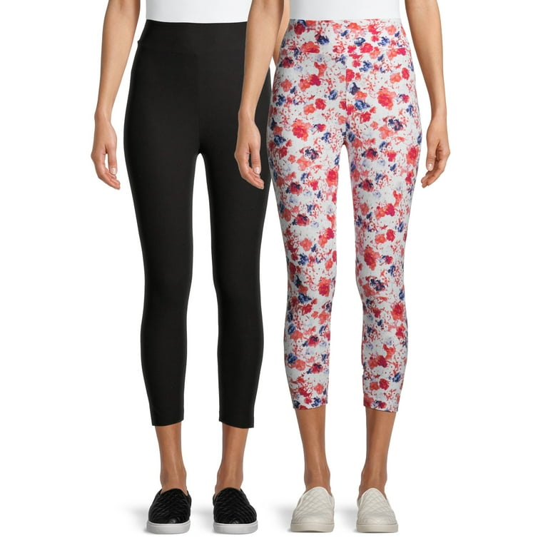 Time and Tru Women's Capri Leggings, 2-Pack 