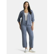 Time and Tru Women's and Women's Plus Cardigan and Pants Sweater Set, 2-Piece, Sizes XS-4X