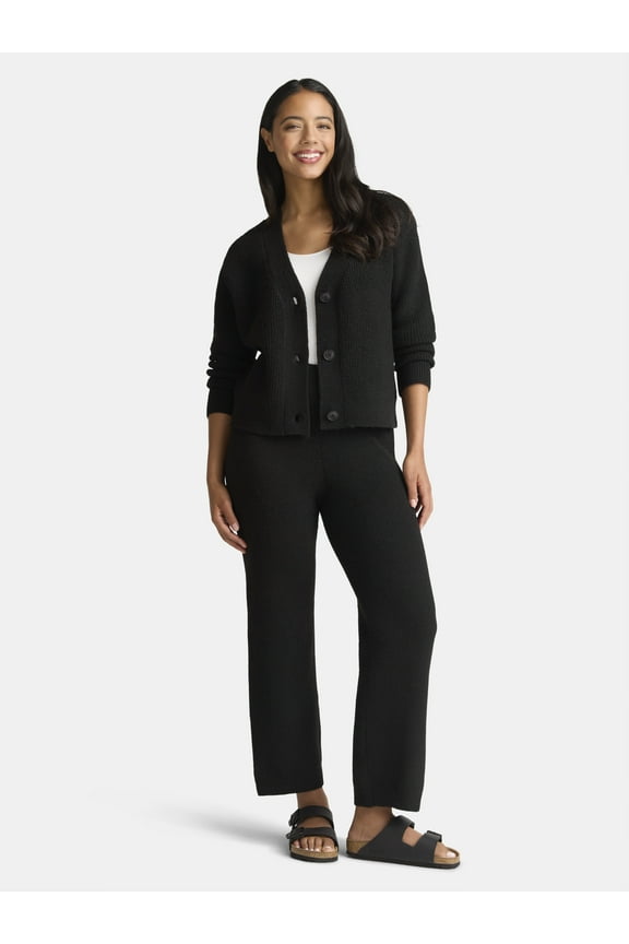 Women's and Women's Plus Cardigan and Pants Sweater Set, 2-Piece, Sizes XS-4X