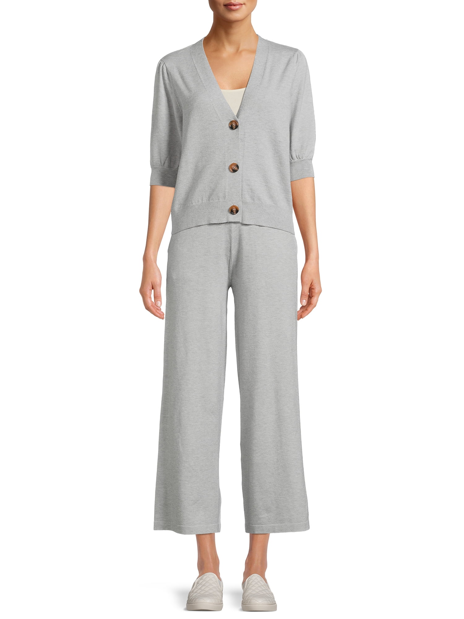 Time and Tru Women's Cardigan Sweater and Pants Set, 2-Piece