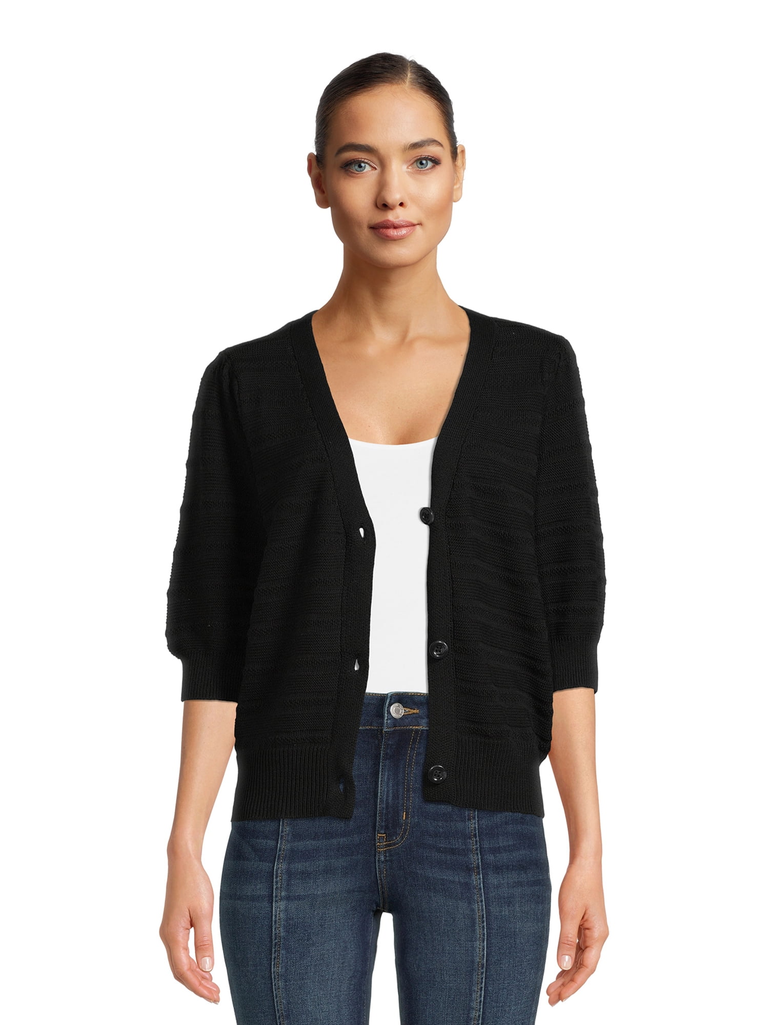 Time and Tru Women's Cardigan with Short Sleeves - Walmart.com
