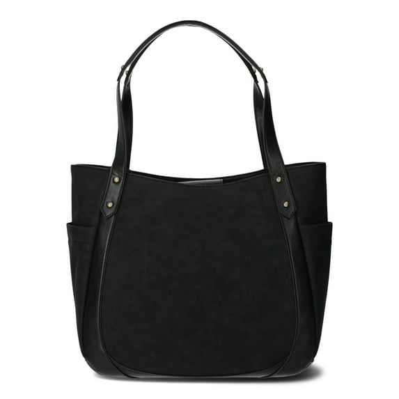 Time and Tru Women's Carla Tote Handbag, Black