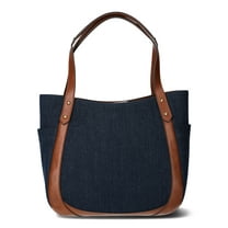 Time and Tru Women's Carla Tote Handbag, Denim