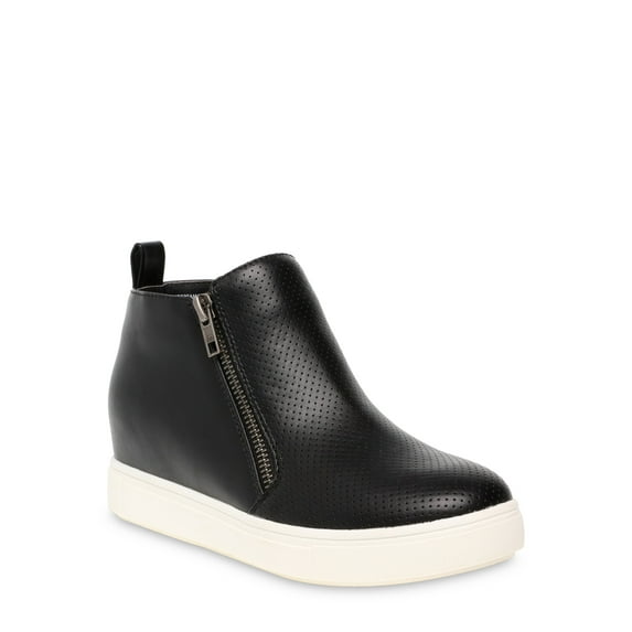 Time and Tru Women's Casual & Dress Shoes Wedge Sneaker, Wide Width, Black, Size 7.5