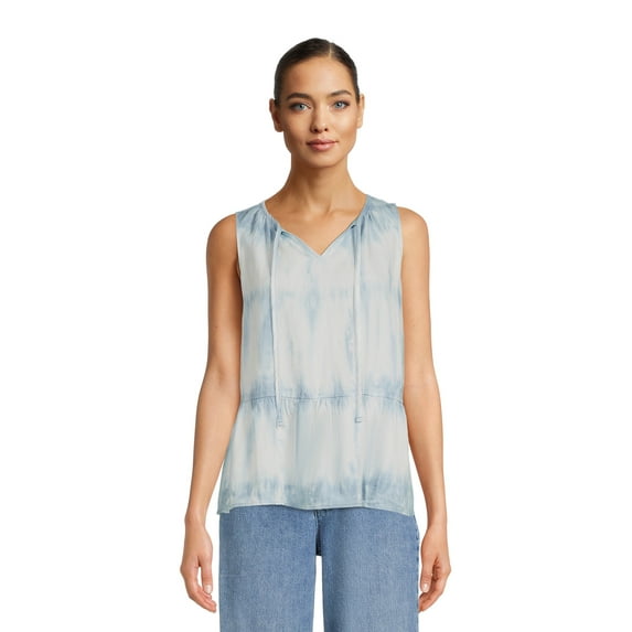 Time and Tru Women's Chambray Peplum Tank Top