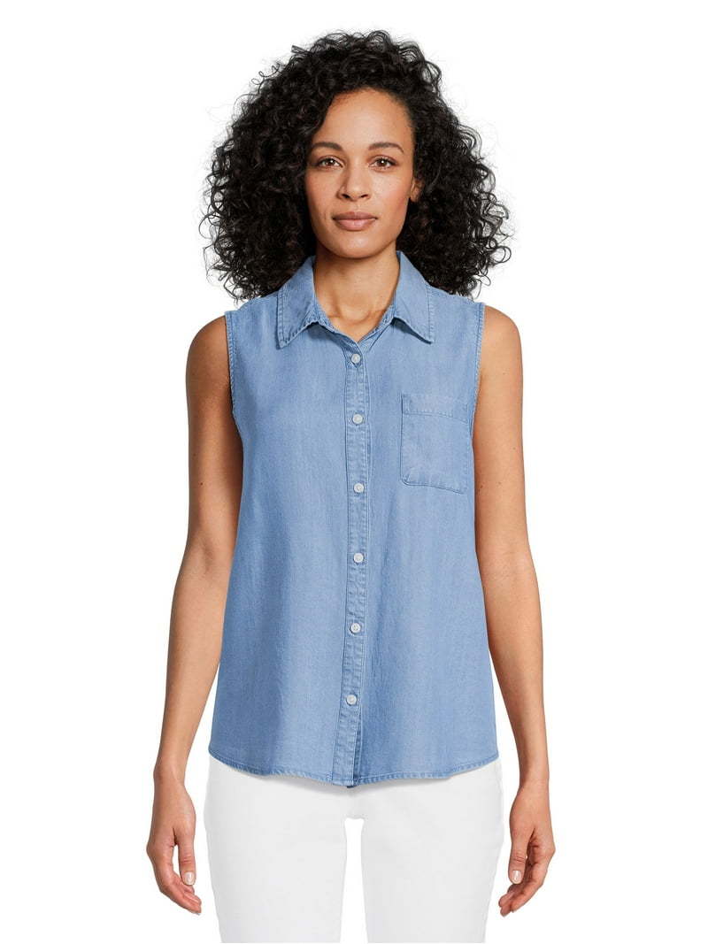 Time and Tru women's Chambray Sleeveless Shirt