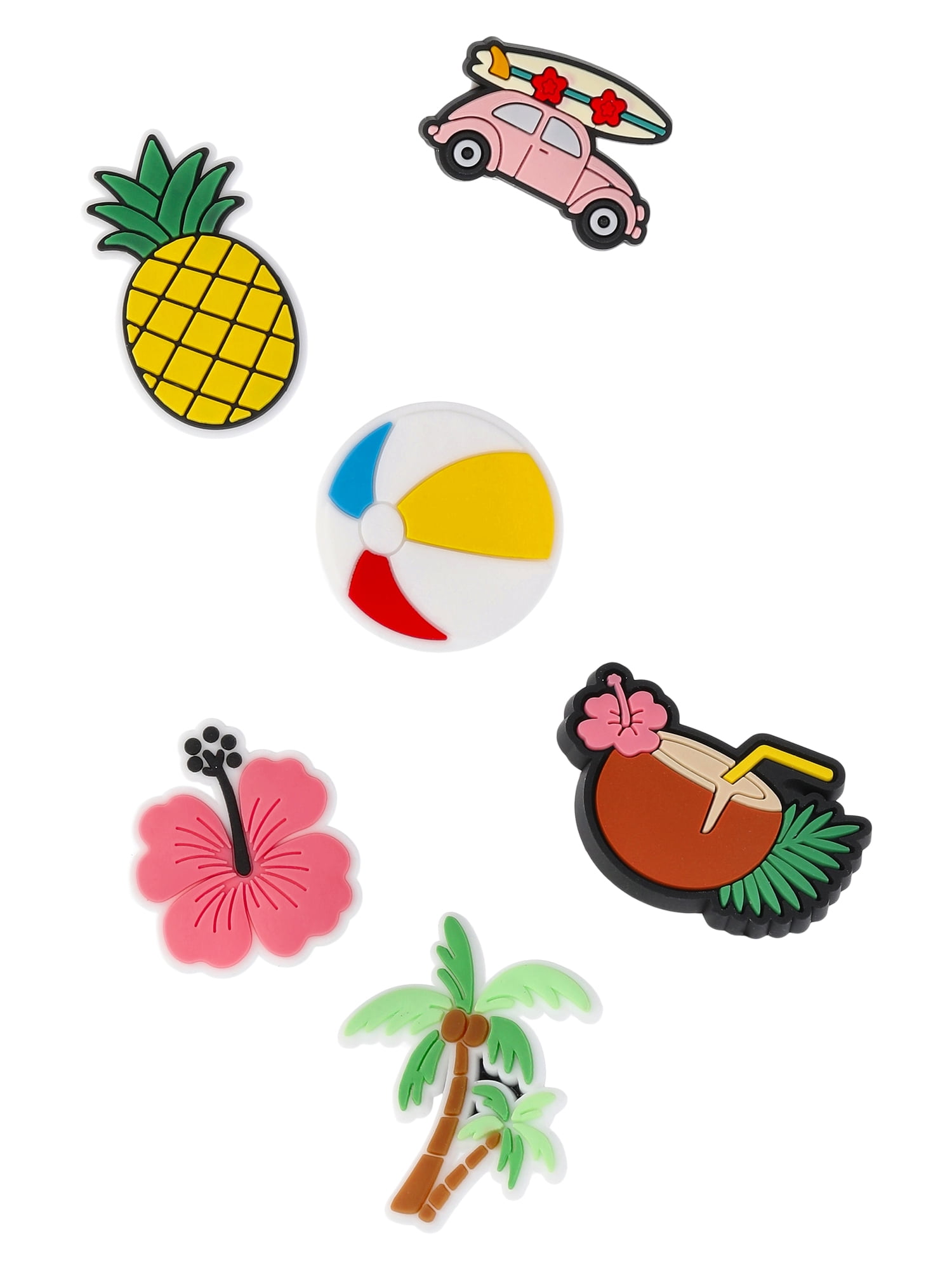 Time and Tru Women's EVA Fashion Tote Bag Charms, 6-Pack, Beach Theme