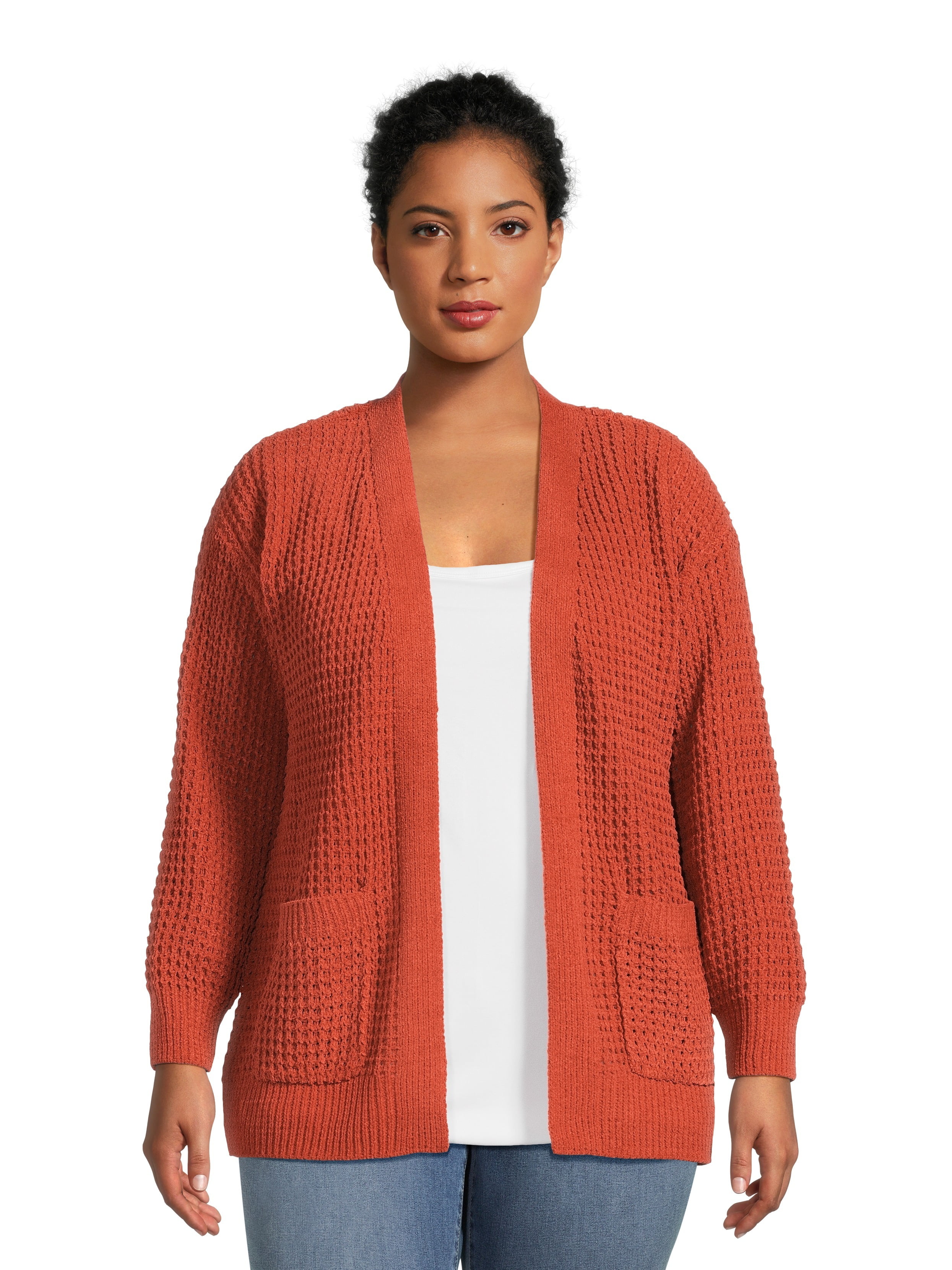 Time and Tru Women's Chenille Cardigan Sweater, Midweight Time and Tru Women's Chenille Cardigan Sweater, Midweight
