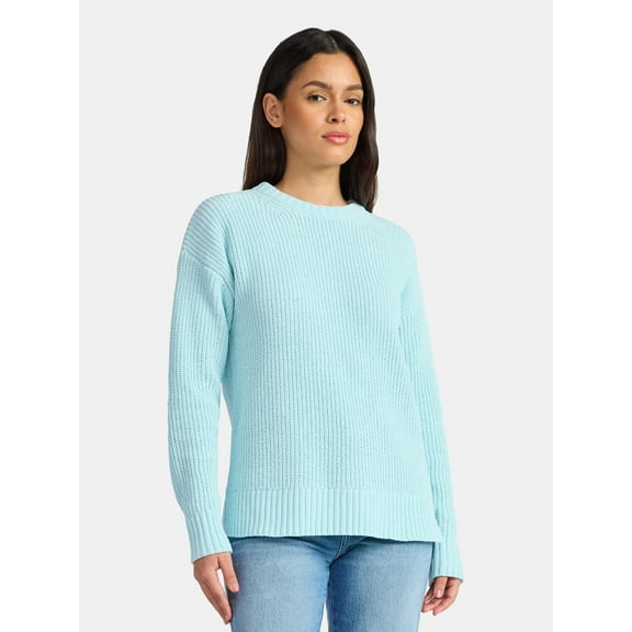 Time and Tru Women's Chenille Sweater with Long Sleeves, Mid-weight, Sizes XS-XXXL