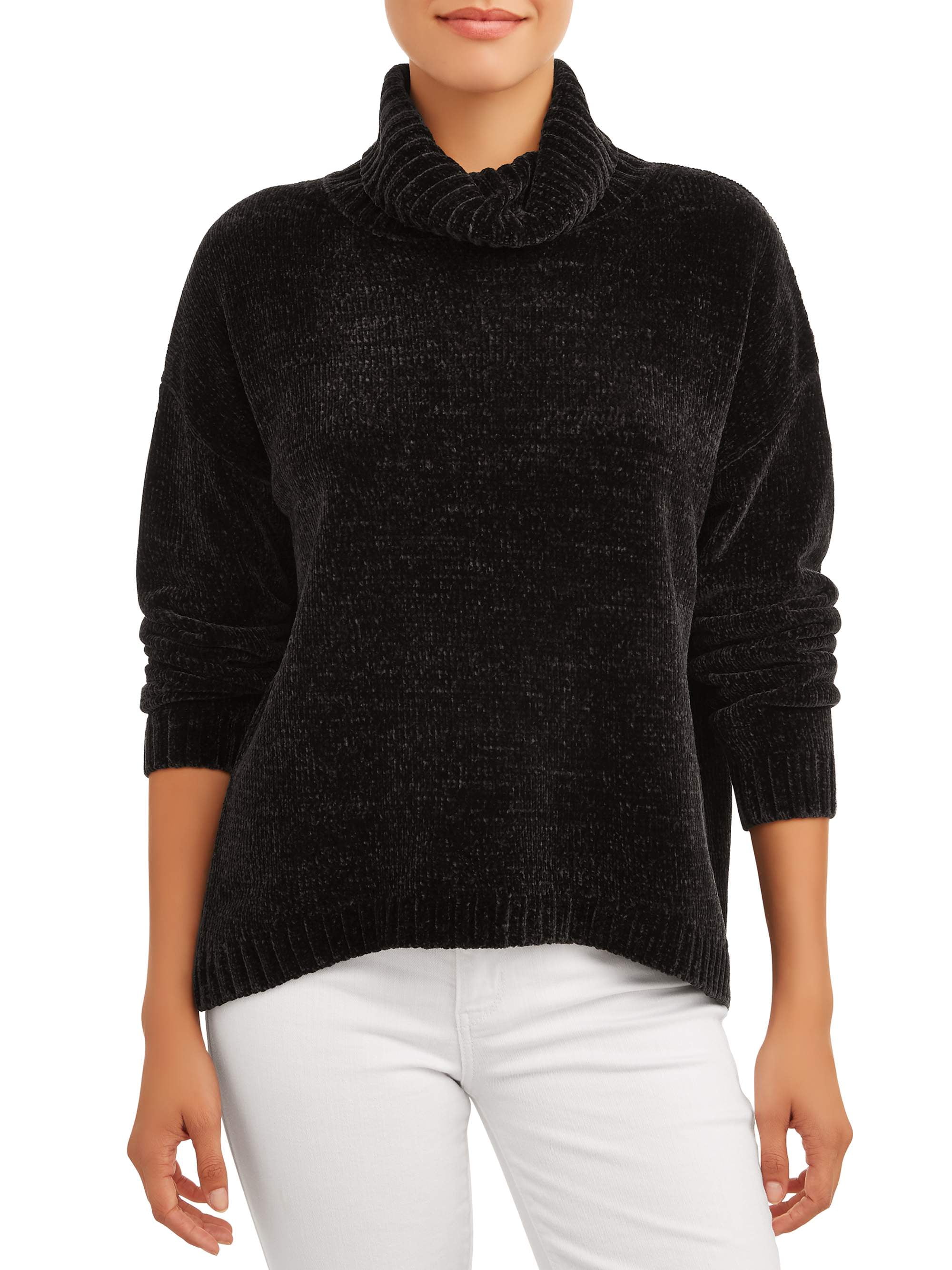 Black top chenille turtleneck