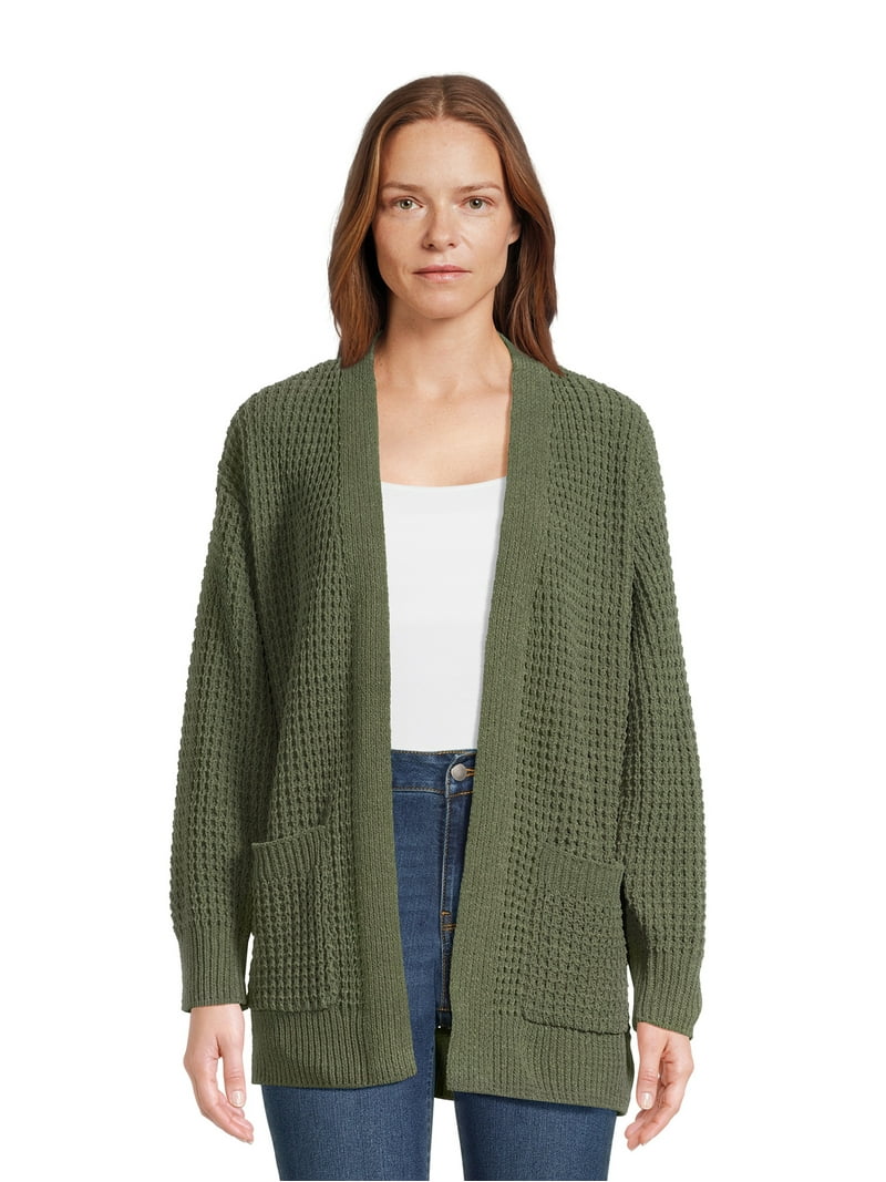 トップス 96AW STONE  CHENILLE KNIT CARDIGAN Time and Tru Women's Chenille Waffle Knit Cardigan - Walmart.com