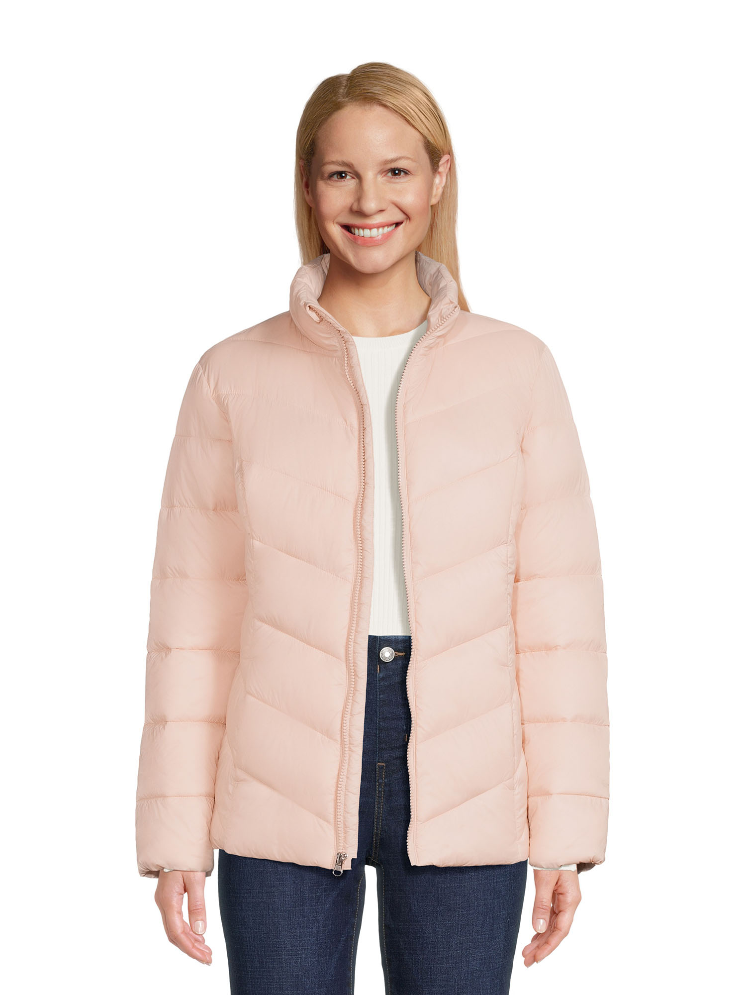 Time and Tru Women's Chevron Midweight Puffer Jacket, Sizes XS-3X - image 1 of 8