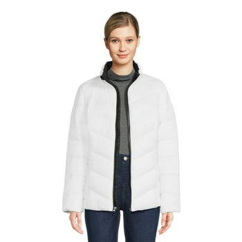 Time and Tru Women's Chevron Midweight Puffer Jacket, Sizes XS-3X