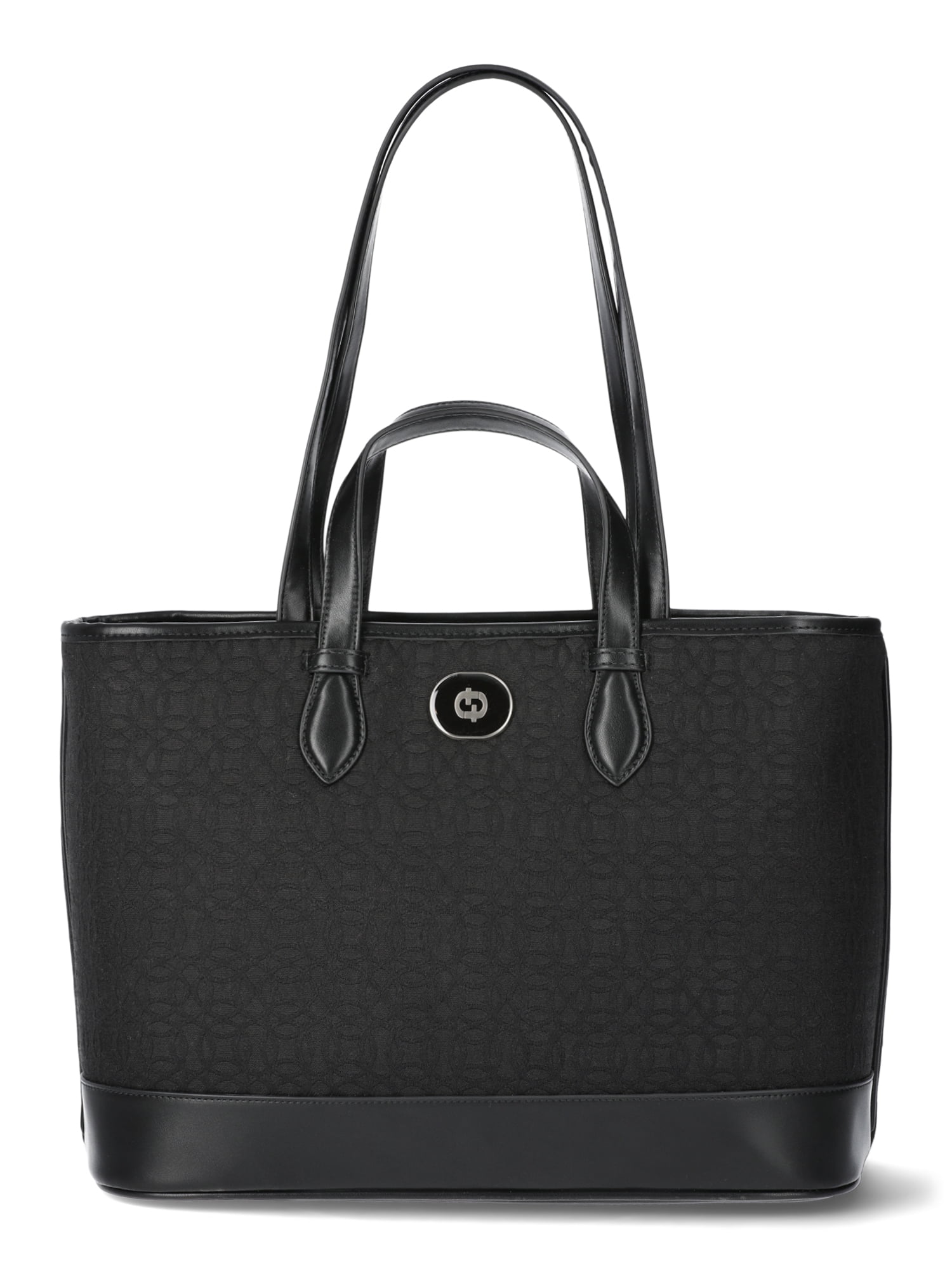 トートバッグ CHLOE BLACK LEATHER AND COTTON TOTES Woody Medium embroidered smooth leather tote bag - CHLOE