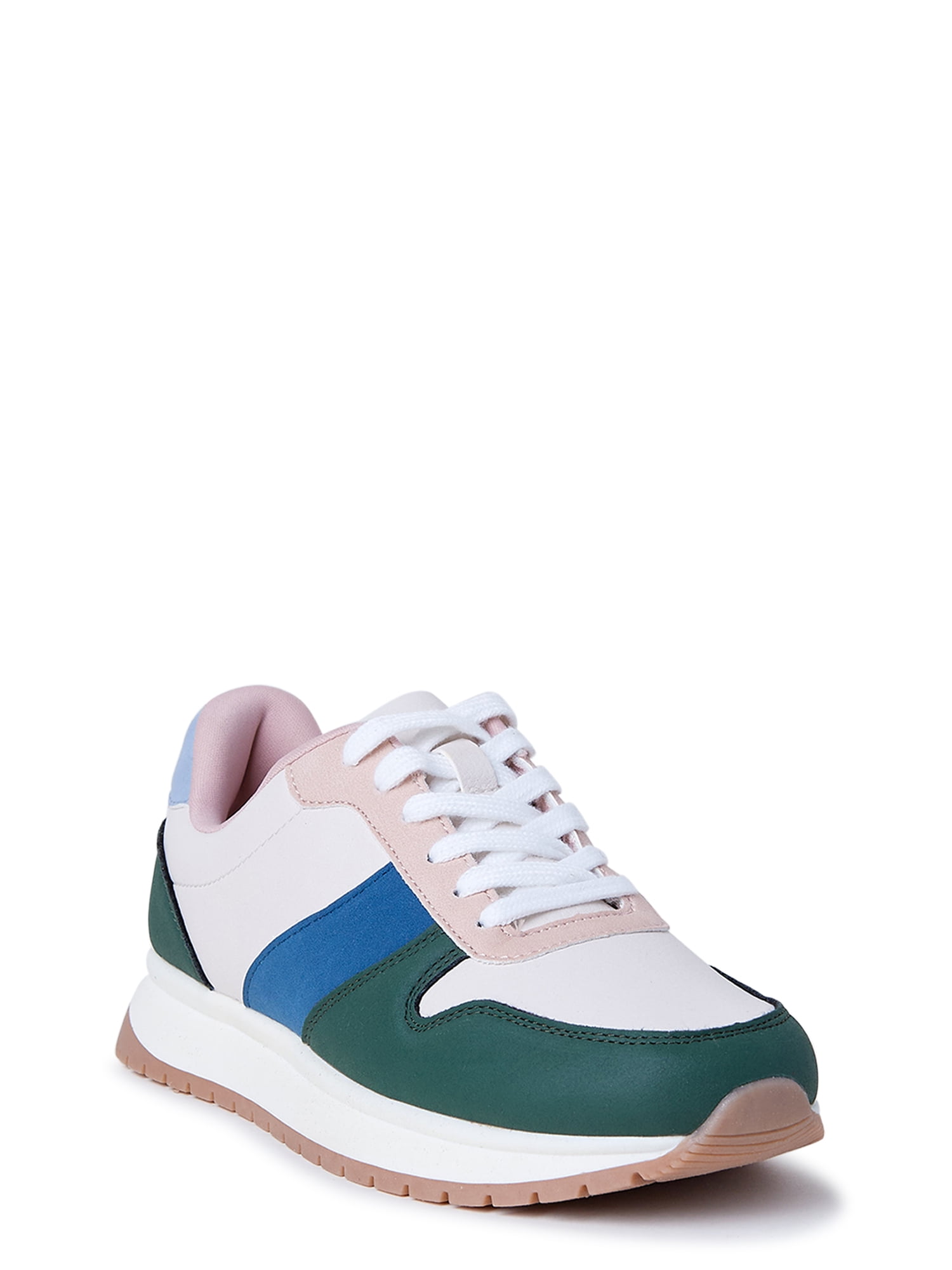 Time and Tru Women's Chunky Jogger Lace up Casual Sneakers, Wide Width Available