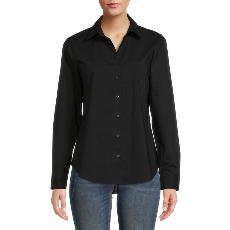 black button up shirt womens walmart