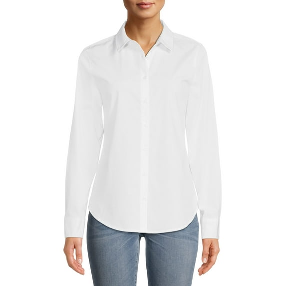 Time and Tru Women's Classic Button-Front Shirt