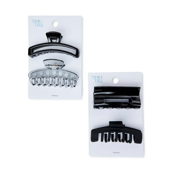 Time and Tru Women's Claw Hair Clips, 4-Pack