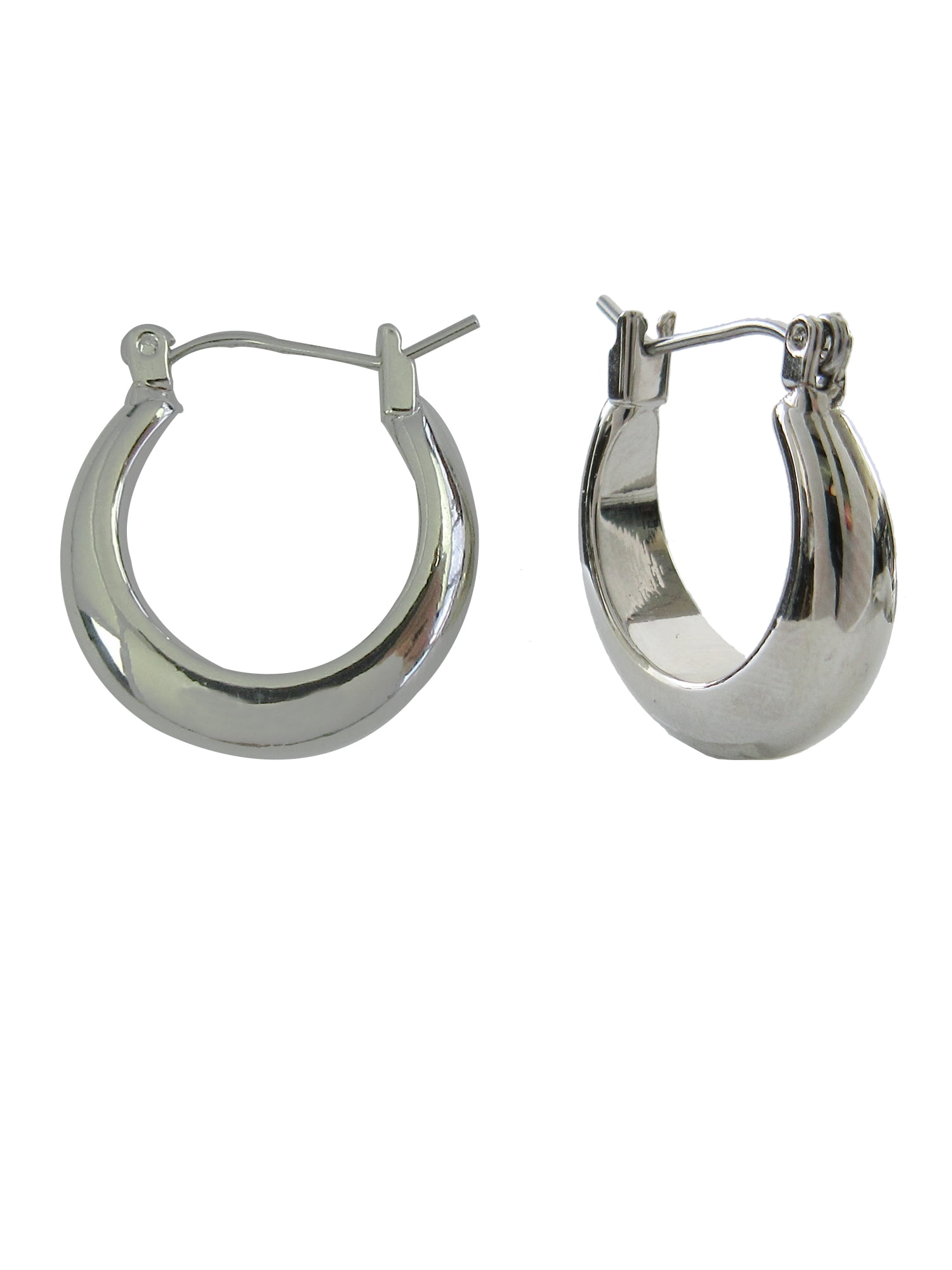 Time and Tru Women's Silver Plated Click-on Hoop Earring, 1 Pair