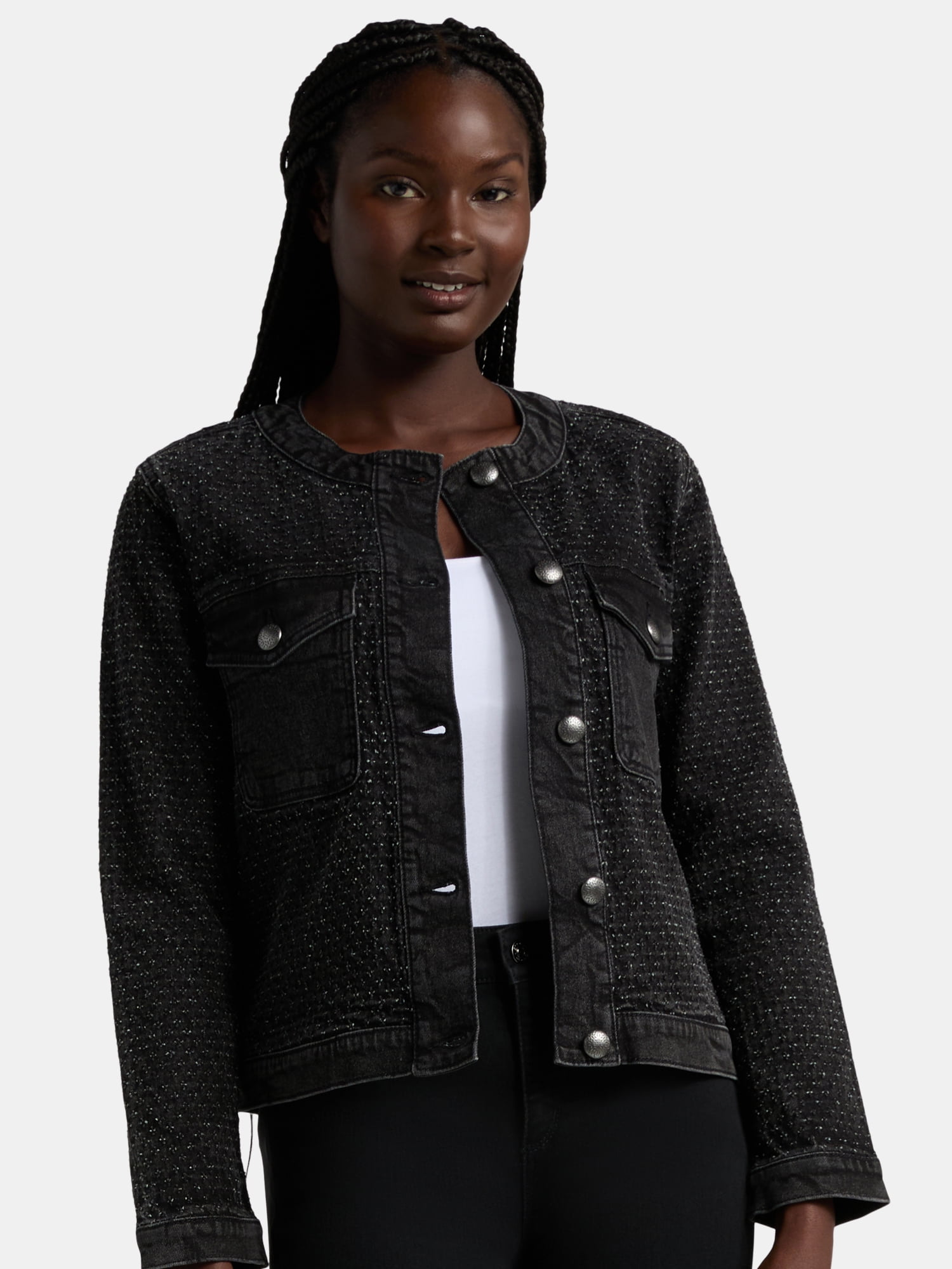 Time and Tru Women's Clip Dot Denim Jacket, Sizes XS-XXXL - Walmart.com
