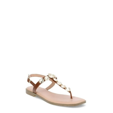 Time and Tru Women's Coin Embellished Thong Sandals