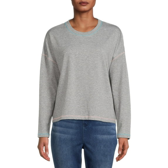 Time and Tru Women's Contrast Stitch Sweatshirt
