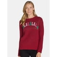 thumbnail image 1 of Time and Tru Women’s Conversational Crewneck Sweater, Lightweight, Size XS-XXXL, 1 of 8