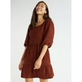 thumbnail image 1 of Time and Tru Women's Corduroy Dress with 3/4-Length Sleeves, Sizes XS-XXXL, 1 of 6