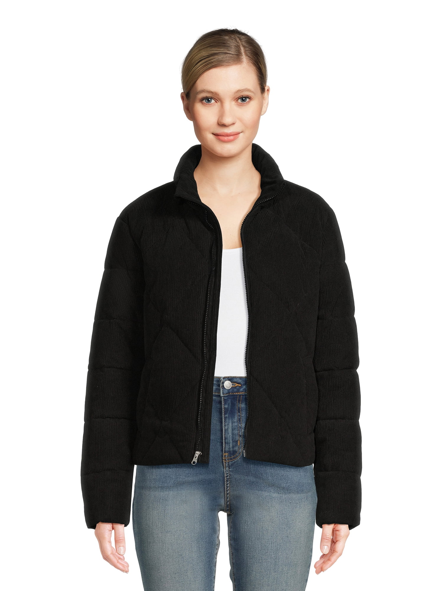 Time and Tru Women's Corduroy Puffer Jacket