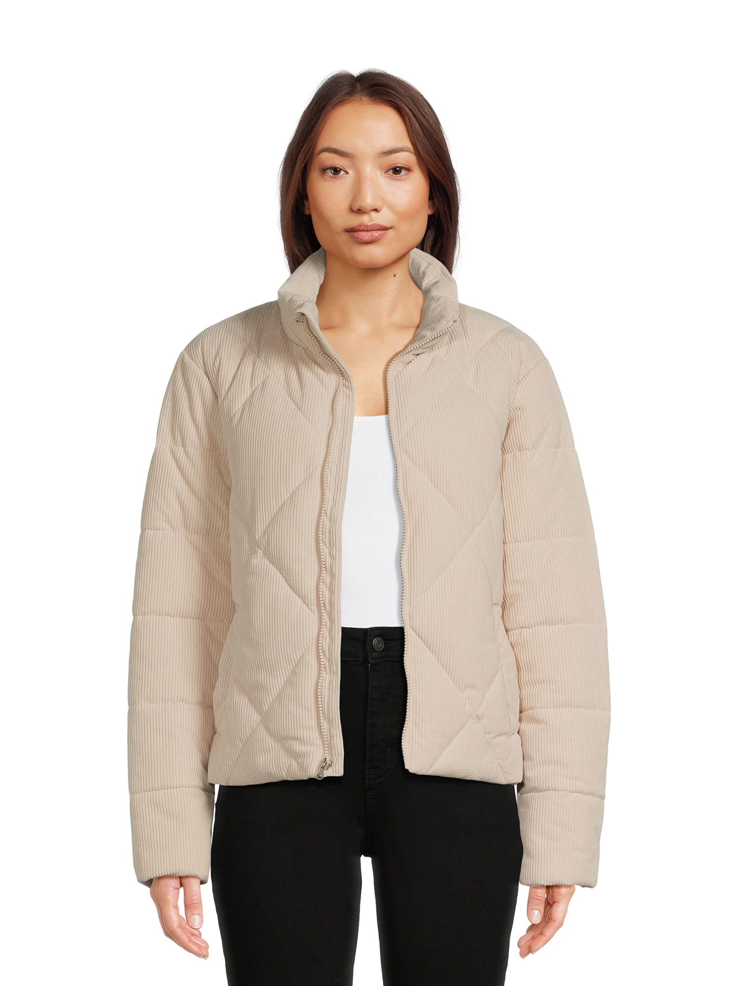 Time and Tru Women's Corduroy Puffer Jacket