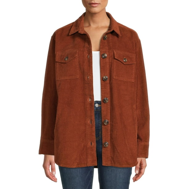 Time and Tru Women's Corduroy with Buttons Shacket