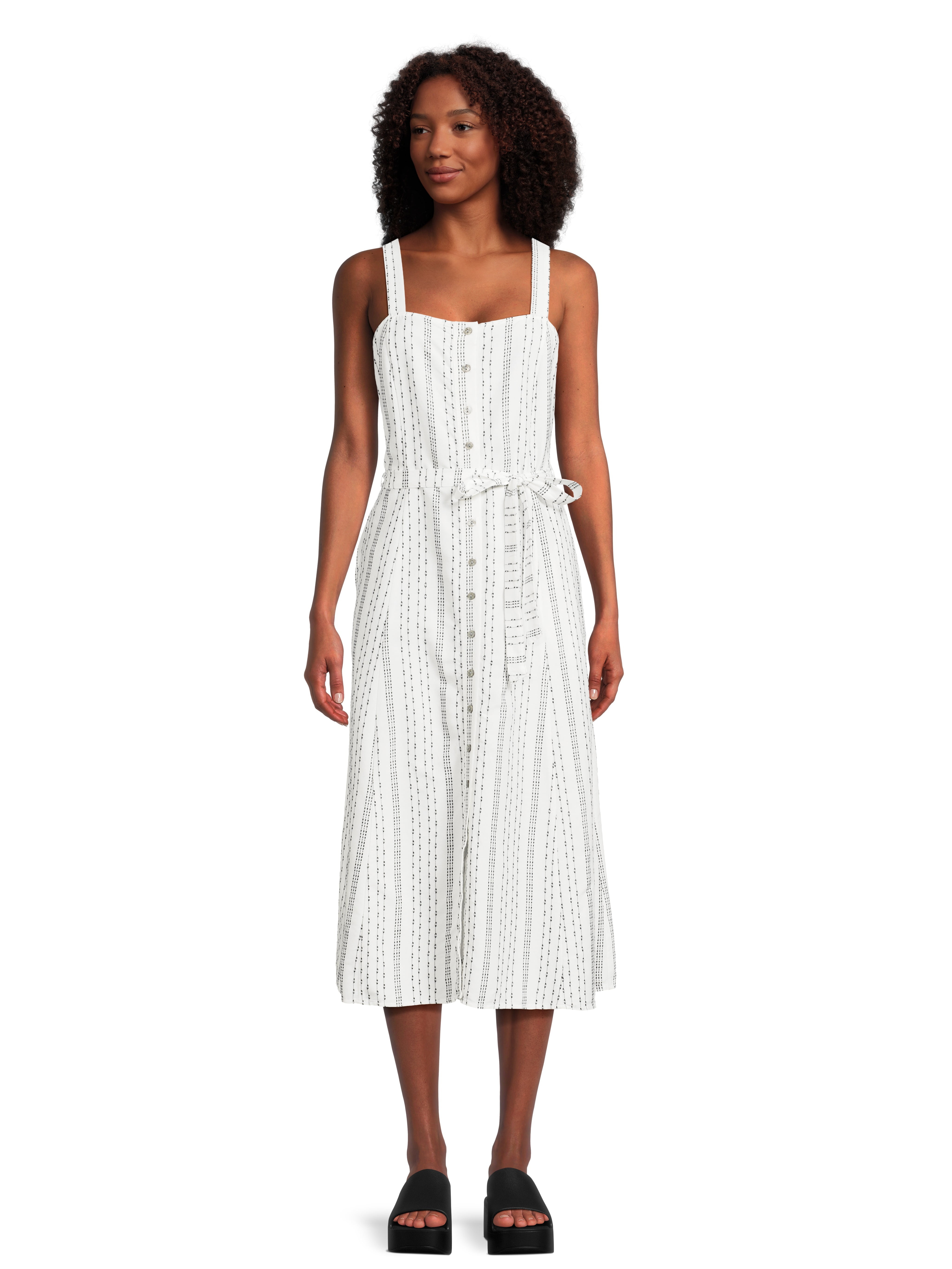 White Cotton Button Down Dress S