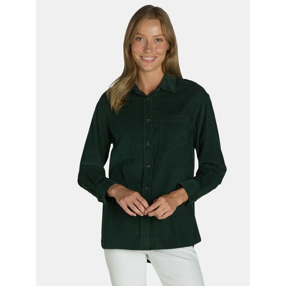 Time And Tru Womens Long Sleeve Cord Shirt , Sizes- XS-XXXL
