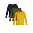 thumbnail image 1 of Time and Tru Women's Cotton Crewneck Tee with Long Sleeves, Single and 3 Pack, Sizes XS-XXXL, 1 of 7