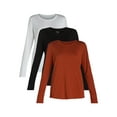 thumbnail image 1 of Time and Tru Women's Cotton Crewneck Tee with Long Sleeves, Single and 3 Pack, Sizes XS-XXXL, 1 of 4