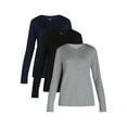 thumbnail image 1 of Time and Tru Women's Cotton Crewneck Tee with Long Sleeves, Single and 3 Pack, Sizes XS-XXXL, 1 of 6