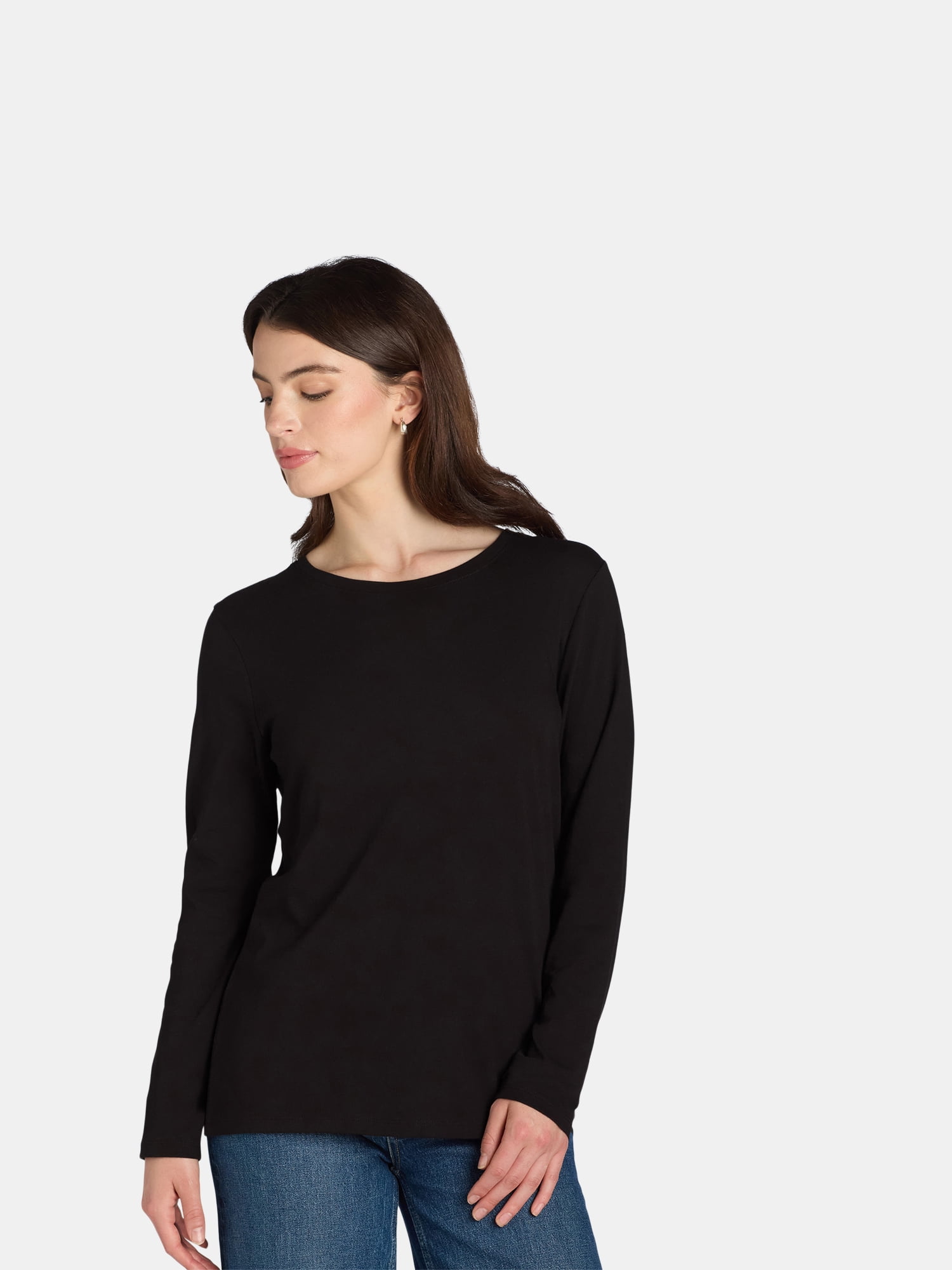 2 pack Time and Tru Women s and Women s Plus Crewneck Sweatshirt with Long Sleeves Sizes XS 4X