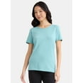 thumbnail image 1 of Time and Tru Women's Cotton Crewneck Tee with Short Sleeves, Size XS-XXXL, 1 of 5