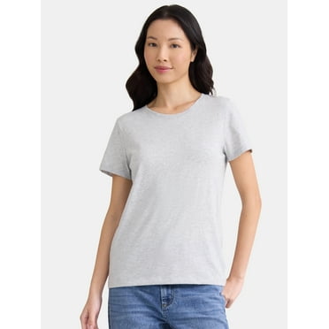 Time and Tru Women's Crewneck Tee with Short Sleeves, Size XS-XXXL