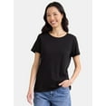 thumbnail image 1 of Time and Tru Women's Cotton Crewneck Tee with Short Sleeves, Size XS-XXXL, 1 of 4